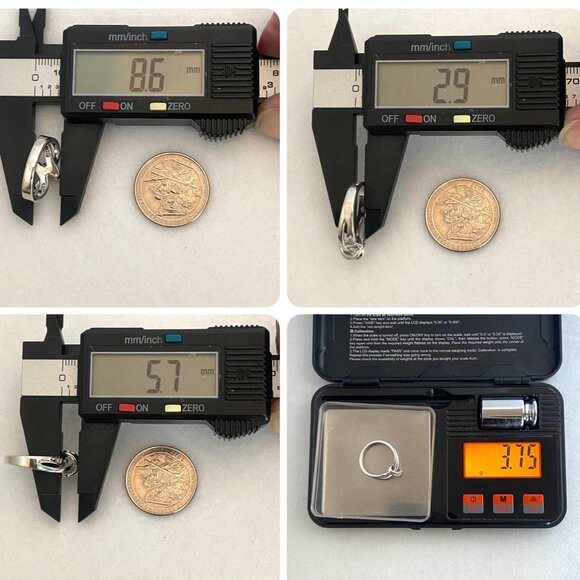 Heng Ngai Sterling Silver 925 Baguette Diamond Love Knot Wedding Band Ring 6.5 - Picture 11 of 16